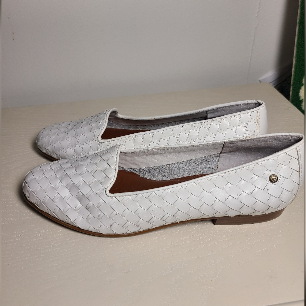 Etienne Aigner White Woven Leather Loafers Flats Size 6 - Picture 9 of 16